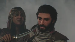 Basim held at knifepoint by Qabiha