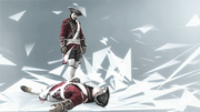 Haytham standing over a mortally wounded Braddock