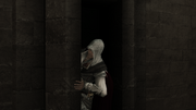 Ezio exiting the secret passage