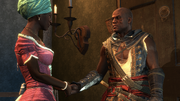 Adéwalé thanking Bastienne for the help