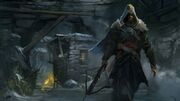 Concept art of Ezio Auditore with a crossbow.