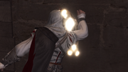 Ezio ripping away a wanted poster