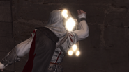 Ezio tearing down a wanted poster.