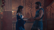 Protagoras shaking hands with Aspasia