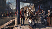 Connor Interacting with a Redcoat.