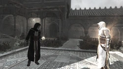 Al Mualim confronteert Altaïr met de appel.