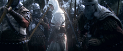 Sylwetka Altaïra, widziana przez Ezio