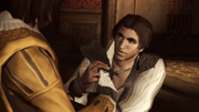 Ezio bringing the feathers to Petruccio