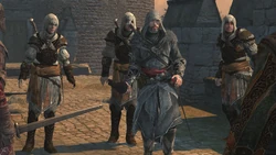 Ezio consegna ad Ahmet le Chiavi di Masyaf.