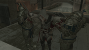 Ezio assassinating guards on the bridge