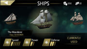 The ship selection screen