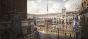 Matte concept art of the Torre dell'Orologio in the Piazza di San Marco