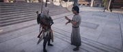Bayek met with Diocles at the agora, discussing Leander
