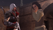Ezio parla con la donna.