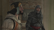 Ezio con Yusuf all'interno del covo.