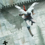 Concept art of Altaïr emphasizing the eagle silhouette of his robes