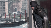 Mario Auditore spying on the Borgia guards