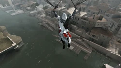 Ezio gebruikt een parachute in .
