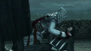 Ezio shouting at Vieri's corpse