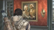 Connor looking at the painting of Achilles' family