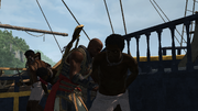 Adéwalé liberating slaves from a ship