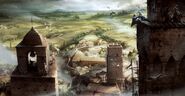 Concept-art de San Gimignano avec le sommet de la Torre Rognosa
