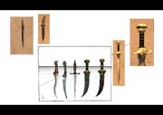 Artwork designs for various daggers