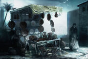 Concept art of a vendor in Jerusalem