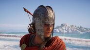 Kassandra wearing a variant of the Illyrian Helmet