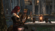 Rackham giving a pistol to Anne Bonny