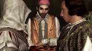Lorenzo rewarding Ezio with the Medici Cape