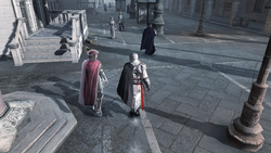 Ezio and Leonardo discussing the Codex prophecy