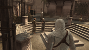 Altaïr escuchando a los ciudadanos.