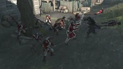 Haytham and his allies defending themselves from the redcoats