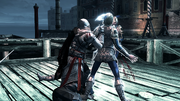 Ezio dispatching one of Silvio's thugs