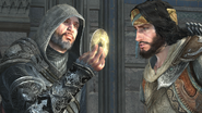 Ezio montrant une clé de Masyaf à Yusuf