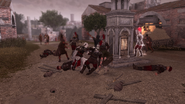 Ezio combatte contro le guardie dei Borgia.