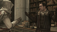 Ezio vraagt aan Mario waar Jacopo de' Pazzi uithangt.