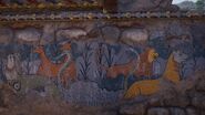 A Minoan mural featuring a griffin, lions and antelopes