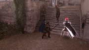 Ezio and Bartolomeo defending themselves
