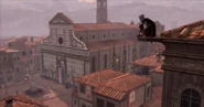 Ezio egy kilátópont tetején.