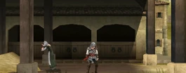 Ezio with one of the rescued civilians in Granada