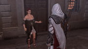 The courtesan telling Ezio about Tommaso