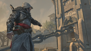 Ezio spara alla bomba.