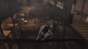 Ezio sneaking through the stables