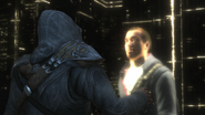 Ezio Auditore contactant Desmond Miles lors d'un Nexus temporel