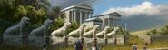 Concept art of the Terrace of the Lions on Delos