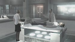 Lucy Vidic monitorano Desmond laboratorio Abstergo