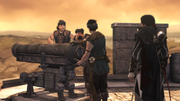 Mercenaries close by a cannon