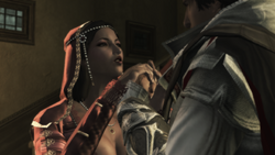 Paola telling Ezio of Uberto's whereabouts.